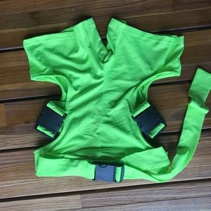Neon green festival buckle shorts